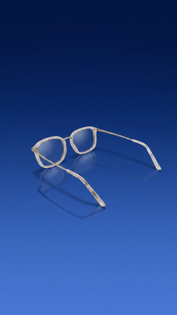 Felix Minimalist Rounded Square Glasses – Crystal Ash
