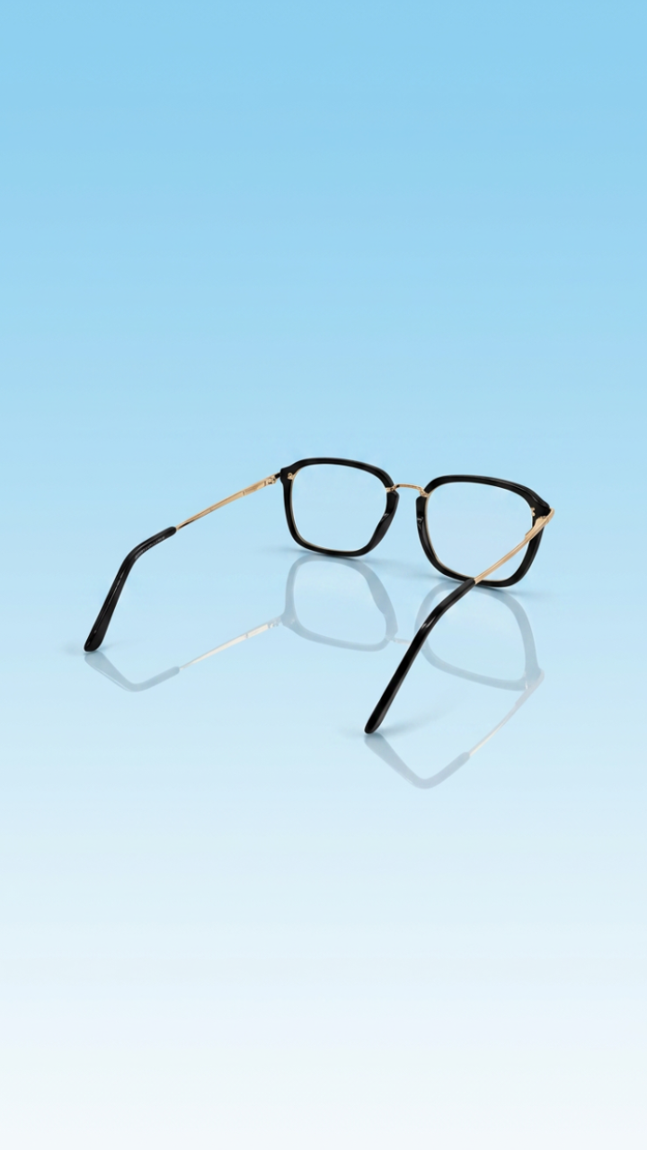Apex – Matte Black &amp; Gold Geometric Glasses