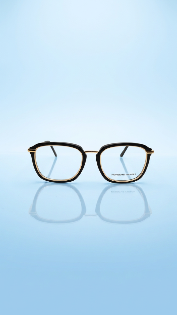 Apex – Matte Black &amp; Gold Geometric Glasses