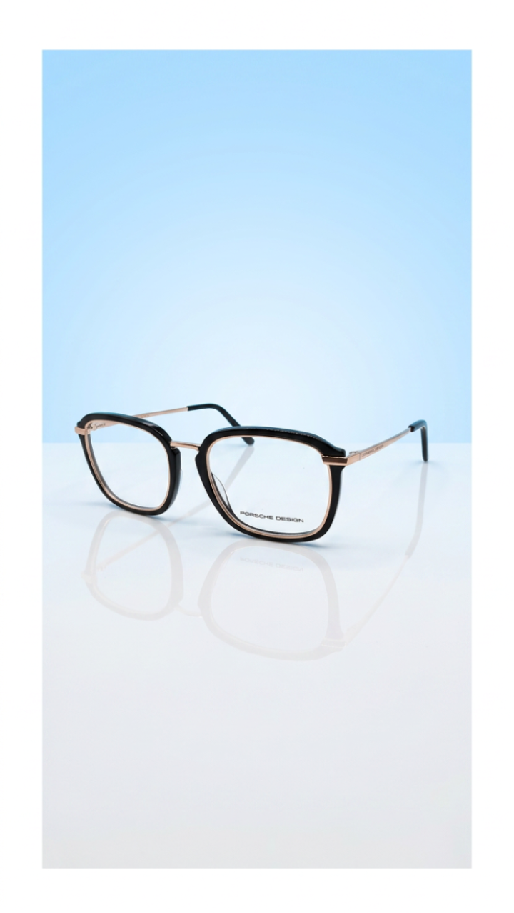 Apex – Matte Black &amp; Gold Geometric Glasses