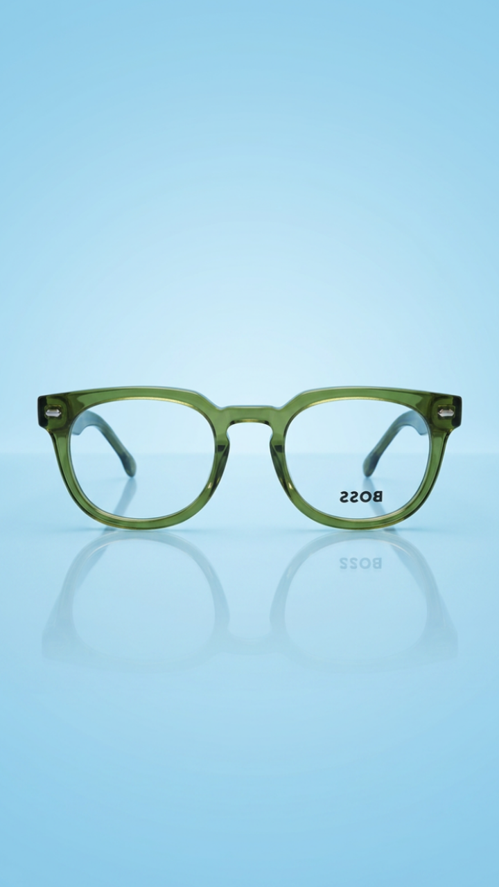 Sage – Translucent Olive Round-Square Glasses