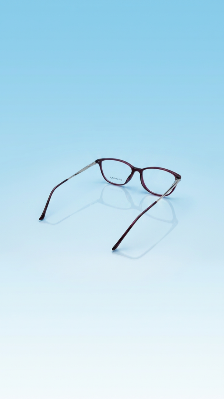 Soft Cat-Eye Glasses – Deep Plum &amp; Gold