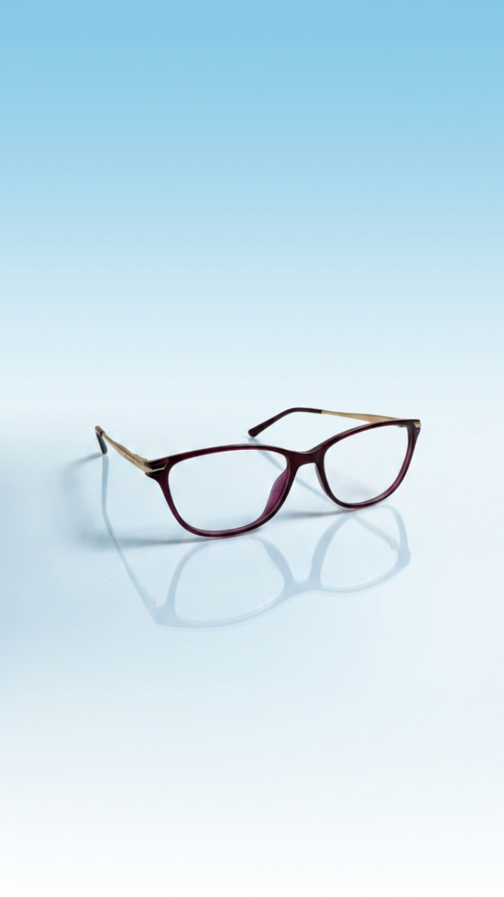 Soft Cat-Eye Glasses – Deep Plum &amp; Gold