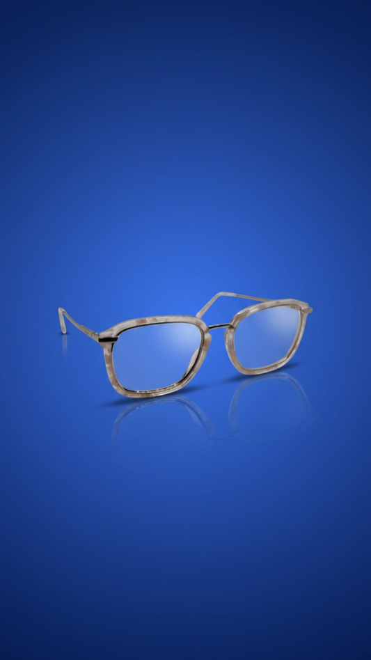 Felix Minimalist Rounded Square Glasses – Crystal Ash