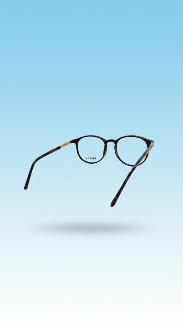 Heritage Round Glasses – Polished Black &amp; Gold